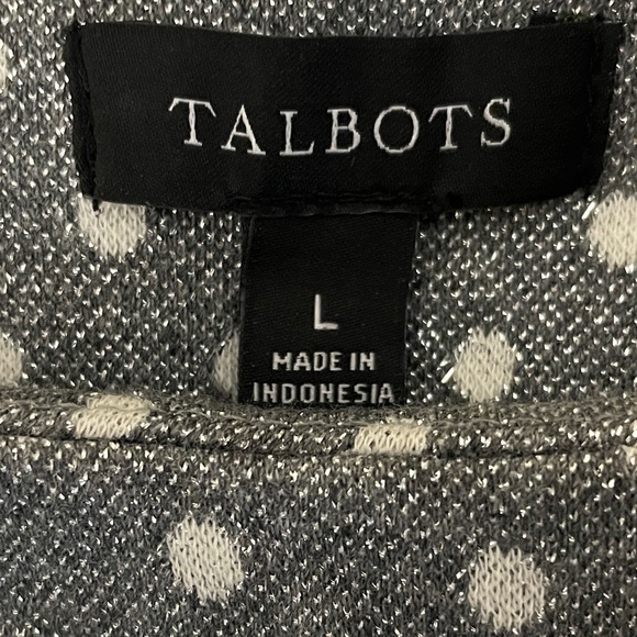 Talbots Top Large Metallic Polka Dot Balloon Sleeves Funnel Neck Business Casual - Picture 5 of 7